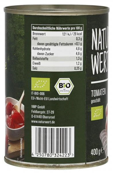 NaturWert Bio Tomaten Geschält 4 NaturWert Bio Tomaten Geschält – Bild 2