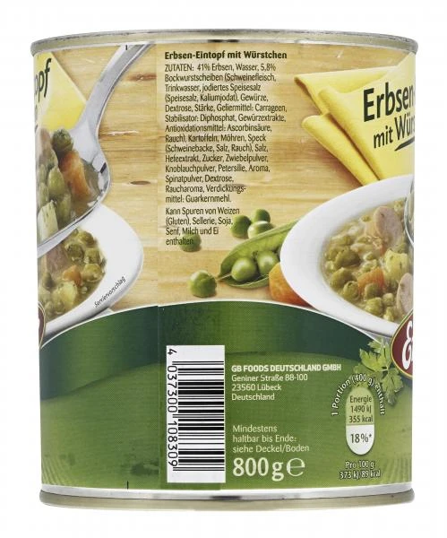 Erasco Erbsen-Eintopf Mit Würstchen 4 Erasco Erbsen-Eintopf Mit Würstchen – Bild 2