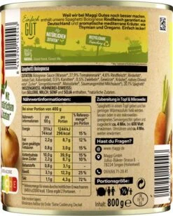 Maggi Spaghetti Bolognese -Sicheres Lebensmittelgeschäft 4502050084 8445290145543 03