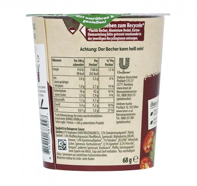 Knorr Pasta Snack Bolognese 5 Knorr Pasta Snack Bolognese – Bild 3