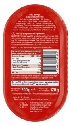 Jeden Tag Heringsfilet In Tomatencreme 5 Jeden Tag Heringsfilet In Tomatencreme -Sicheres Lebensmittelgeschäft 4502060116 4306188390978 02