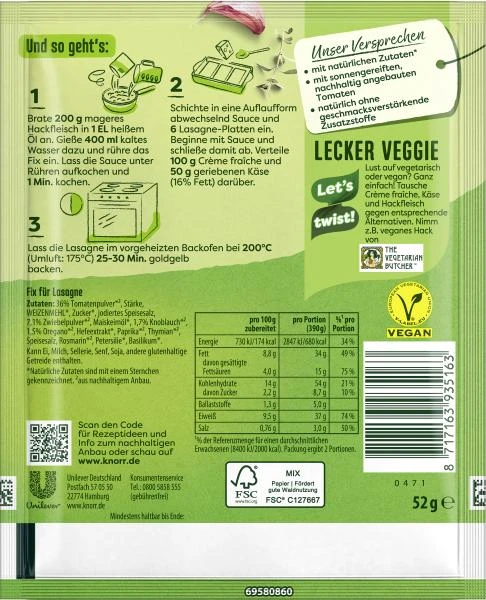 Knorr Fix Lasagne 4 Knorr Fix Lasagne – Bild 2