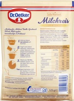 Dr. Oetker Süße Mahlzeit Milchreis Vanille 5 Dr. Oetker Süße Mahlzeit Milchreis Vanille -Sicheres Lebensmittelgeschäft 4502110466 4000521770808 02