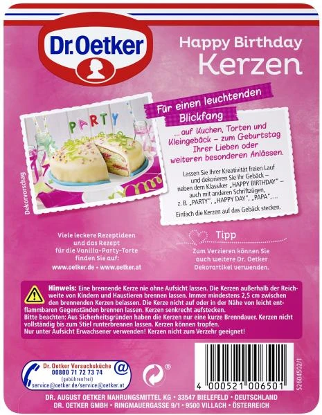Dr. Oetker Happy Birthday Kerzen 4 Dr. Oetker Happy Birthday Kerzen – Bild 2