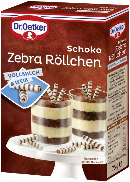 Dr. Oetker Schoko Zebra Röllchen Vollmilch & Weiß 3 Dr. Oetker Schoko Zebra Röllchen Vollmilch & Weiß