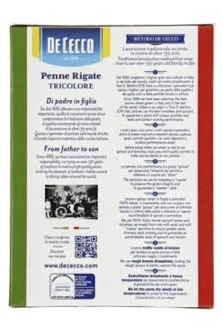 De Cecco Penne Rigate No. 41 Tricolore 9 De Cecco Penne Rigate No. 41 Tricolore -Sicheres Lebensmittelgeschäft 4502114337 8001250145413 03.jpg
