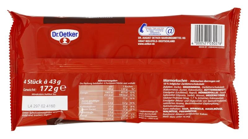 Dr. Oetker Kleine Kuchen 4x Marmor 4 Dr. Oetker Kleine Kuchen 4x Marmor – Bild 2